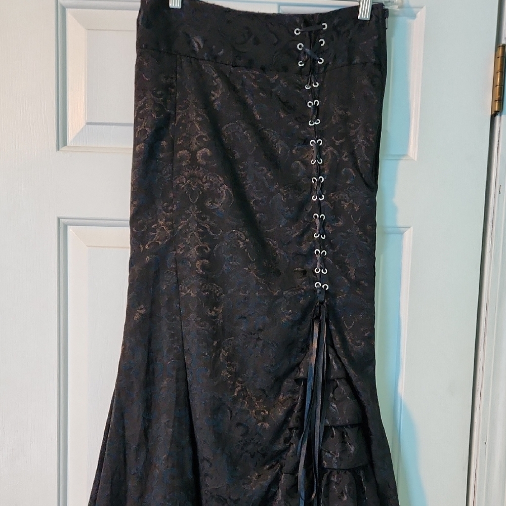 Elegant Black Lace-Up Skirt